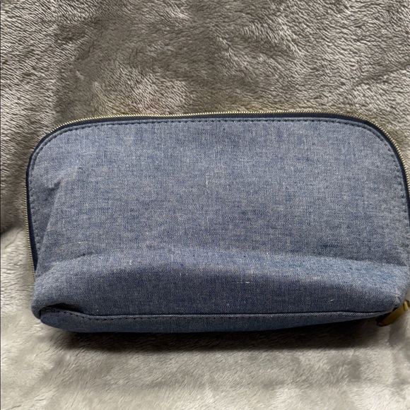 Kestrel  Denim Cosmetic Bag with Colorful Pom Poms - Picture 6 of 8